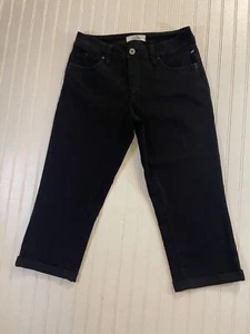 Royalty For Me Jeans Womens Sz. 8 Black Denim Capri Mid Rise - Picture 1 of 9