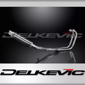 Suzuki GS500 E/F 1989-2009 Complete Exhaust 2-1 14" Round Carbon Muffler - Bild 1 von 5