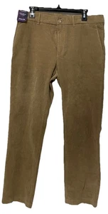 Pantaloni chino uomo 34x29 Roundtree & Yorke Moleskin nuovi con etichette piatto davanti cotone kaki - Foto 1 di 5