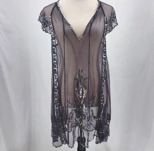 Vestido Free People Dama Lázaro Púrpura Sin Mangas Talla XSP Cuentas Boho 32" Largo - Imagen 1 de 8