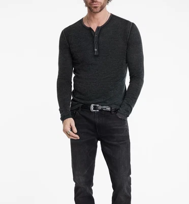 John Varvatos Christie двусторонний обычный крой с длинным рукавом шелк Henley рекомендуемая розничная цена производителя 448 долл. США - Изображение 1 из 4