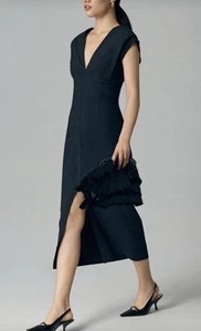 Anthropologie Modern Slim Midi Dress Women Black Sleeveless Sz Médium NWT - Picture 1 of 20