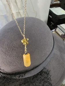 Handcrafted Citrine Quartz Bead, Seaglass Vintage Chain, Springr. Clasp Necklace - Picture 1 of 5