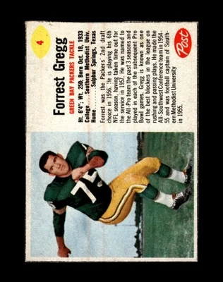 1962 Post Cereal Set-Break #  4 Forrest Gregg VG-VGEX (crease) *GMCARDS* - Image 1 of 2