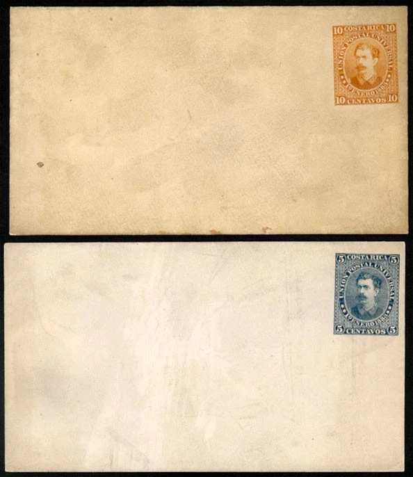 (T0362) COSTA RICA - 2 PAPELERÍA SIN USAR. FALLOS FOXING Y MINRO Foto 1 de 1