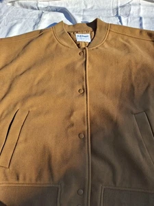 Old Navy Camel Color Fleece Bomber Jacket Xl Snap Button Closure - Picture 1 of 7