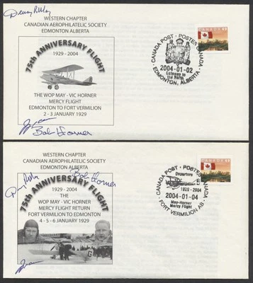2004 Pair of Renactment Flight Covers Pilot Signed Edmonton  - Fort Vermilion AB - Изображение 1 из 3