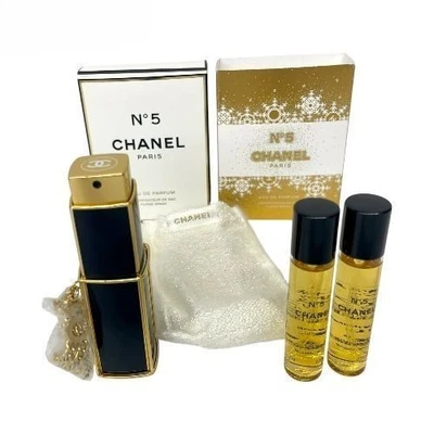 CHANEL N°5 Eau de Parfum Monedero Spray 7ml × 3 Set con Cadena Dije Auténtico NUEVO Foto 1 de 4