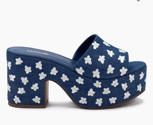 Nuevo Larroude Miso 90MM Flor Bordada Denim Plataforma Mules Slides Zapatos 7.5 - Imagen 1 de 12
