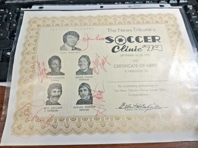 1974 Seattle Sounders autógrafo certificado clínica de futebol John Best, Fegan - Imagem 1 de 4