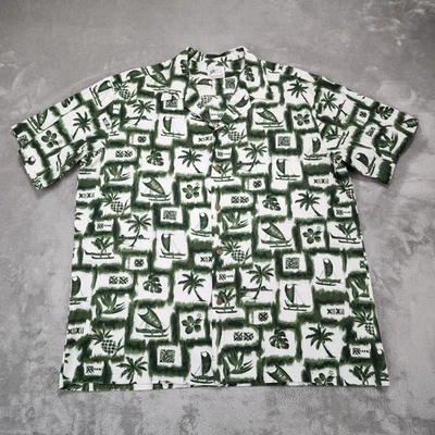 Camisa Hawaiana Ho Aloha Para Hombres XL Tiki Palmera Velero Aloha Hecha en Hawai Foto 1 de 4