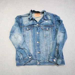 Levis Trucker Jacke Herren XL Blau Denim Distressed Lackflecken Vintage Style - Bild 1 von 17