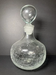 MCM Mid Century BLENKO Art Glass CRACKLE Clear DECANTER w Stopper No Label - Picture 1 of 7