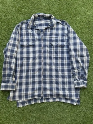 Vintage 80s Guess by Georges Marciano USA Made Plaid Flannel Zip Shirt Jacket M - Image 1 of 4