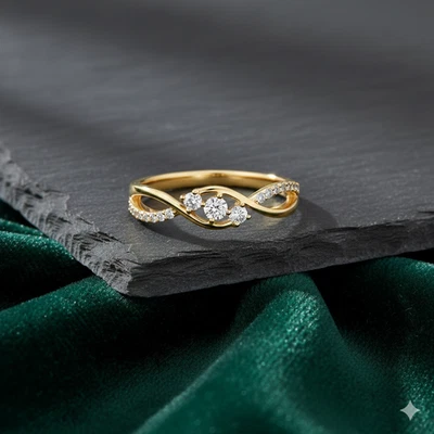 Anillo de compromiso redondo de 0,25 quilates con diamantes creados en laboratorio banda de oro amarillo de 18 quilates 4,5 5 6 Foto 1 de 4