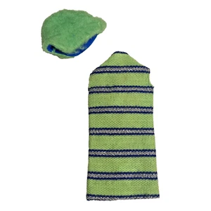 Vestido y sombrero tejido vintage Barbie ahora #1452 verde lima mod 1970 moda - Imagen 1 de 12