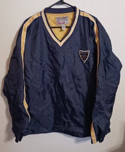 Steve Barry's Wind Shirt Navy Blue Pullover V-Neck Logo Long Sleeve Lined Size L - Picture 1 of 5