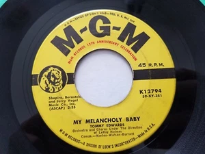 TOMMY EDWARDS - My Melancholy Baby / It's Only The Good Times 1959 JAZZ POP 7"  - Imagen 1 de 2