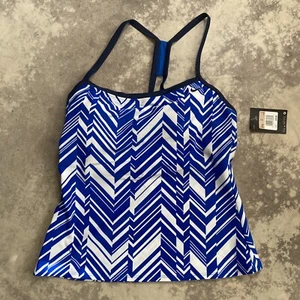 Camisa Nike Mujer 12 Azul Y Blanco Patrón ZigZag Atlética Sin Mangas Top - Imagen 1 de 12