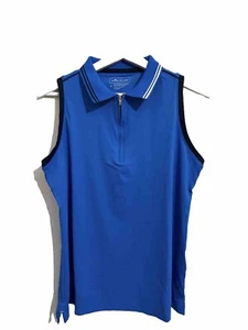 Peter Millar Carner Ladies zip Sleeveless Polo Blue Bird Size: Large | Brand New - Picture 1 of 21