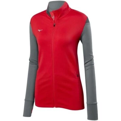 Chaqueta de voleibol Mizuno Horizon cremallera completa roja manga larga para mujer talla grande Foto 1 de 4