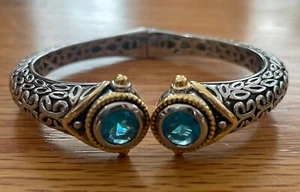 PAULA DEEN BLAUER KRISTALL ZWEIFARBIGER ARMREIF MIT SCHARNIER 8 MM - Bild 1 von 4