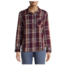 Time and Tru Womens Plaid Flannel button front shirt size 2XL - Picture 1 of 10