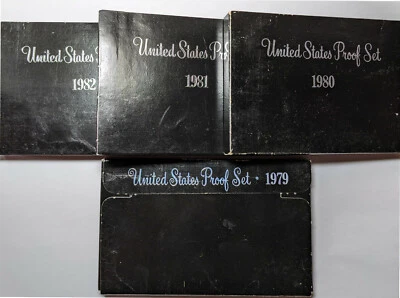 1979 to 1982 S United States Mint Proof Set Run - 4 Sets in Lot - OGP - Image 1 of 2