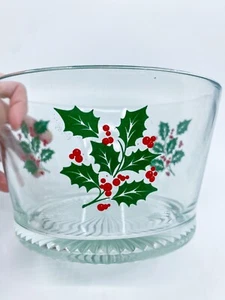 Vintage Indiana Glass Holly Berry Christmas Ice Bucket - Picture 1 of 10