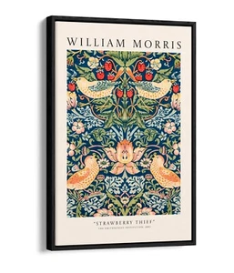 WILLIAM MORRIS, DIPINTO TEIF FRAGOLA - EFFETTO FLOAT TELA INCORNICIATA STAMPA ARTISTICA - Foto 1 di 12
