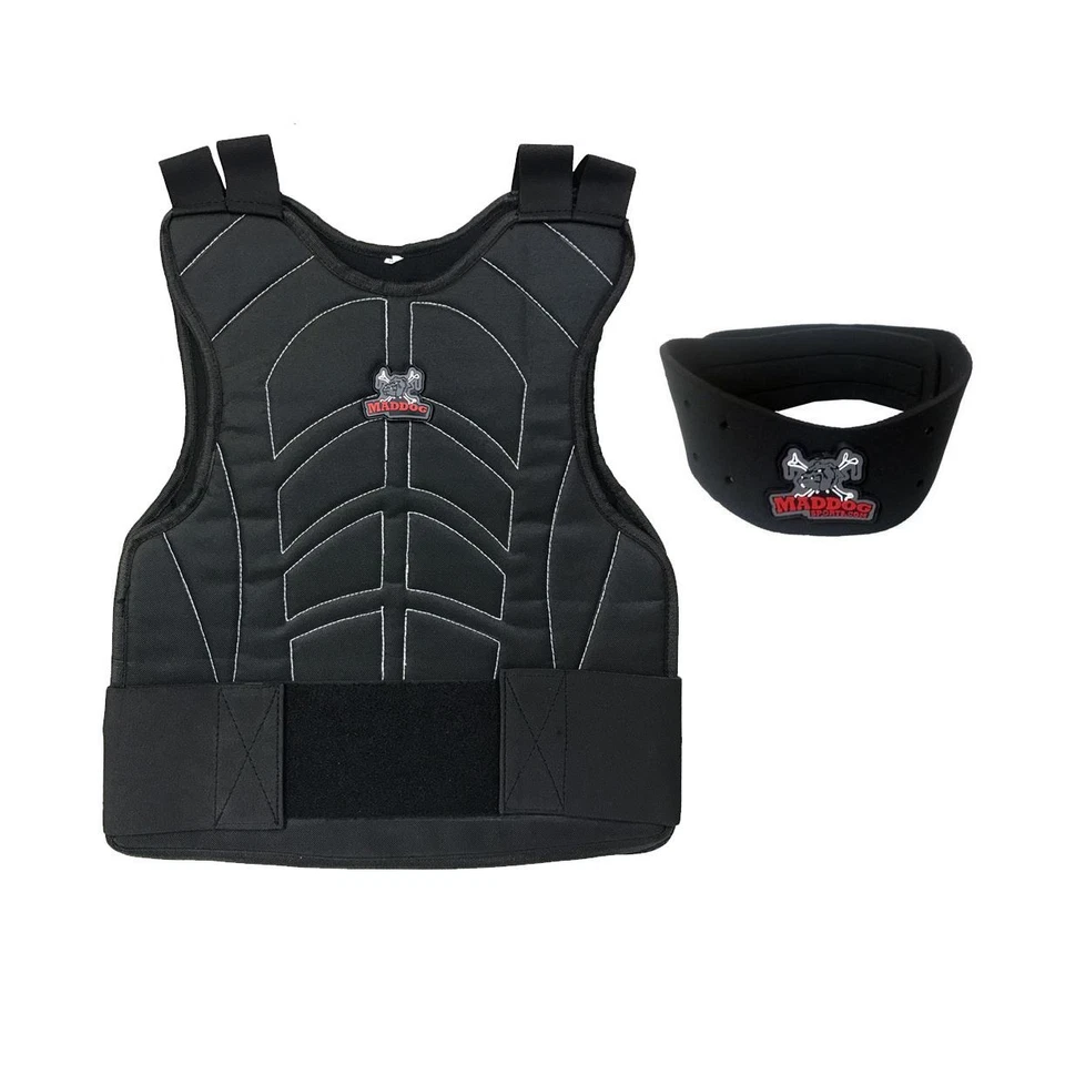 Maddog Paintball Chest Protector Neck Protector Safety Combo Black