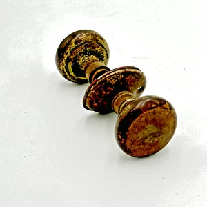 Vintage Paar Messing Patina Türklinken rund Ausschlachten - Bild 1 von 5