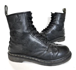 Damas Dr Martens VONDA MONO Botas Cuero Negro 8 Agujeros Talla UK 6 Excelente Estado - Imagen 1 de 5