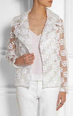 NUEVO CON ETIQUETAS $3.1K Chaqueta de PVC Simone Rocha Blanca Floral Bordada con Respaldo de Malla, Reino Unido 6 (S) Foto 1 de 4