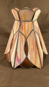 Antique 6 Panel Art Nouveau Deco Arts Crafts Slag Glass Lamp Light Shade - Picture 1 of 21