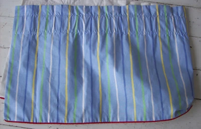 Cenefa a rayas hecha a medida ~ azul oscuro/verde/blanco/amarillo sobre azul ~ 52" ancho x 17" largo Foto 1 de 4