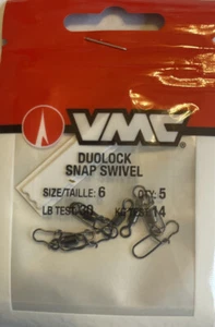 VMC Duolock Snap Swivel (5 pack) #DLSS#10 8 6.  20-30 Lb Test.  Black Nickel - Picture 1 of 6