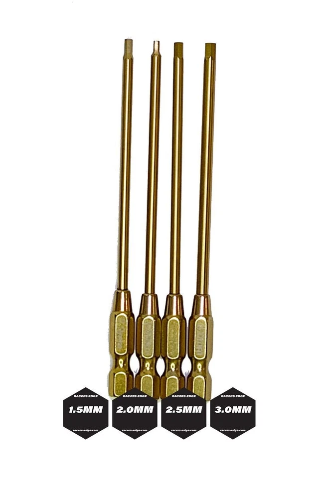 Racers Edge - Metric TiN Coated Hex Bit Set with 1.5mm, 2.0mm, 2.5mm, and 3.0mm - Image 1 of 1