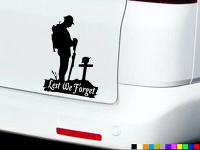 LEST WE FORGET REMEMBRANCE CAR STICKERS DECALS BUMPER WINDOW LAPTOP VAN POPPY