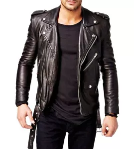 Men's Leather Jacket For Men Biker Genuine Lambskin Winter Jacket Discounted XS - Picture 1 of 6