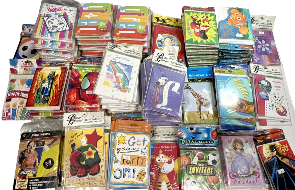 Kid's Birthday Invitation Cards Large Mixed Lot (Over 150 Packs) - Image 1 of 4