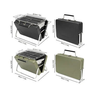 Portable Charcoal BBQ Grill Folding Notebook Grill For Camping Outdoor Cooki_new - Bild 1 von 4