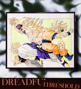 Dragon Ball Z Anime Manga Hand-Drawn Poster Wall Art Drawing (16x20) - Framed - Picture 1 of 2