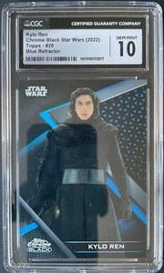 Topps Chrome Black Star Wars  Kylo Ren 20 Numbered 61/75 Blue Refractor CGC 10 - Picture 1 of 2