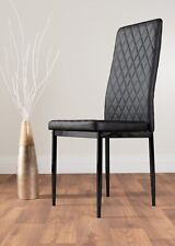 Set of 6 Milan Black Leg Hatched Faux Leather Dining Chairs By Furniturebox UK