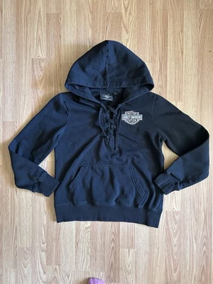 Sudadera con capucha para mujer Harley Davidson mediana con logotipo blanco y rosa Foto 1 de 4