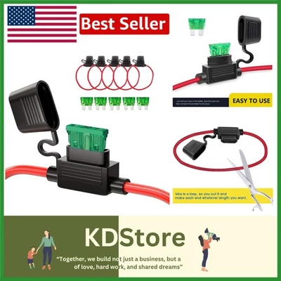 12AWG Inline Fuse Holder Set (5-Pack) for Circuit Protection - Image 1 of 4