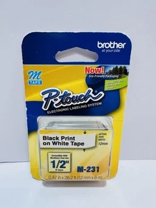 Brother P-Touch M-Band Band 1/2 Zoll SCHWARZ auf WEISS für Beschriftungsgerät M231 - Bild 1 von 2