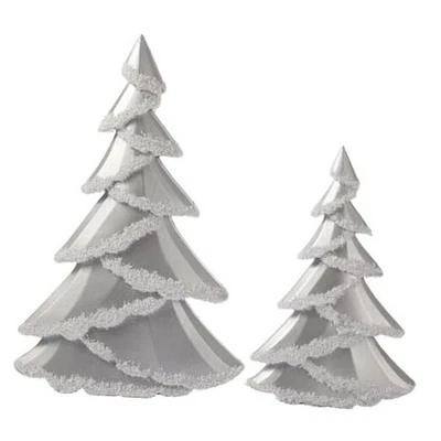  Figuras Árbol Navidad Decoración Madera, Juego de 2 Juego de 2 Piezas Plata Esmerilada Foto 1 de 4