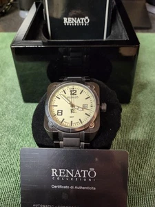 Renato Quadro Aviator GMT Swiss Quartz (43/99) Blk/SS 44mm Men's Watch-EXCELLENT - Picture 1 of 18